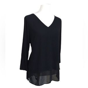 Michael Michael Kors high low sheer overlay top black